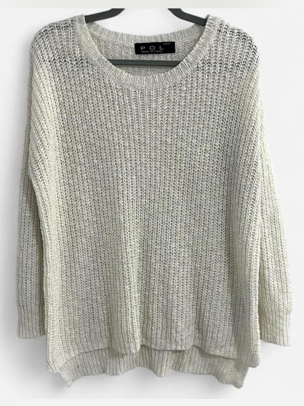 POL Relaxed Fit Knit Sweater in Ivory
